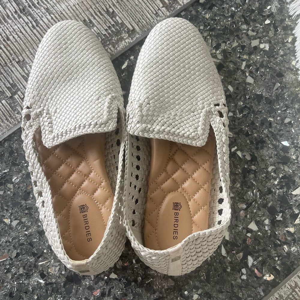 Birdies Ivory Textured Loafers